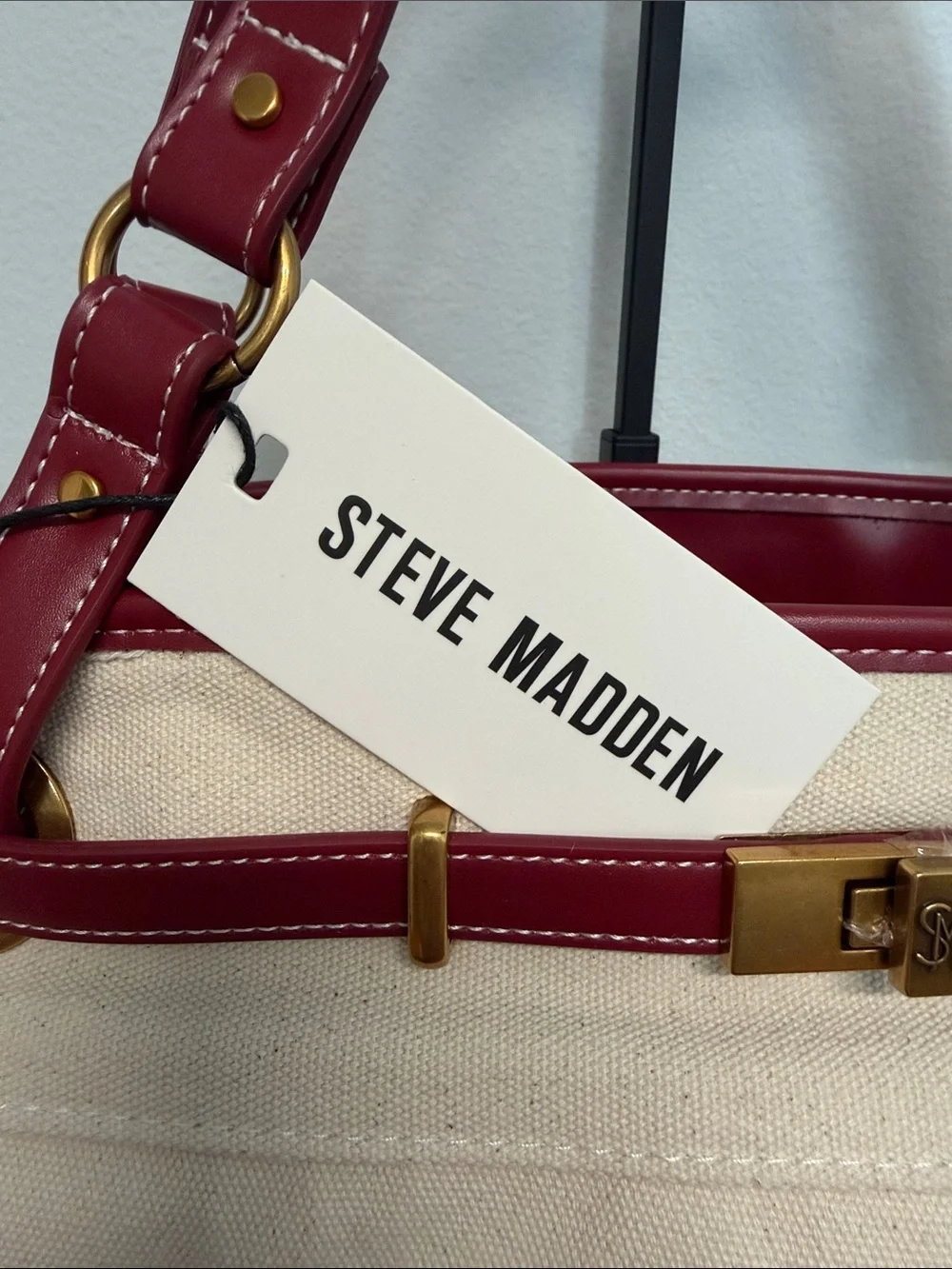 Steve Madden | Wine Canvas Boatkin Vacation Tote w/ Separate Purse & Crossbody